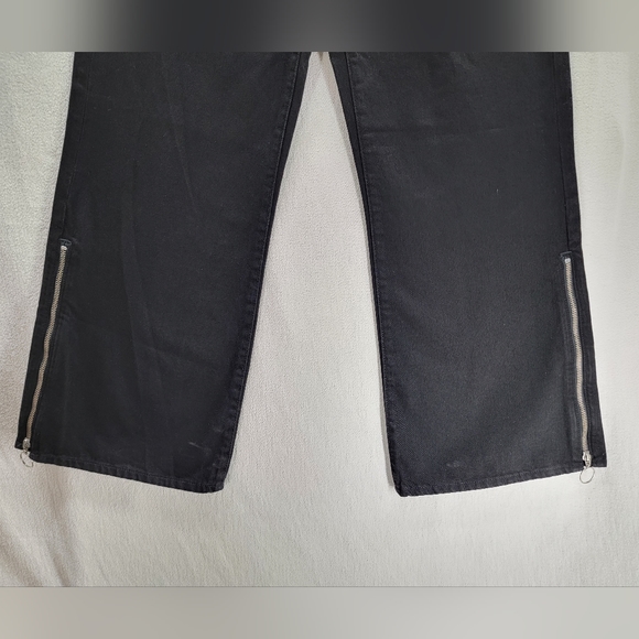NWT H&M Denim Culotte High Waist Black Zip Jeans Size-30 - Picture 2 of 13